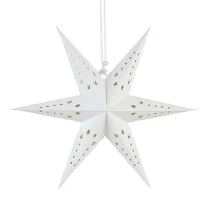 Wholesale 30cm Christmas White Silver Paper Seven Pointed Star Lanterns