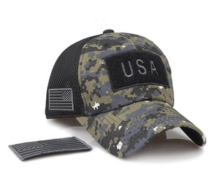 مخصص للمشغل التكتيكي التمويه الولايات المتحدة الأمريكية العلم التصحيح في الهواء الطلق الصيد قبعة هوك حلقة الشارع شبكة النسيج صنع الولايات المتحدة الأمريكية - Product Image 6