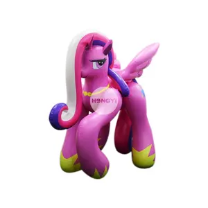 Custom Shape Unique Courtyard Decoration Long Hair Pink Sexy Inflatable Jumping Horse