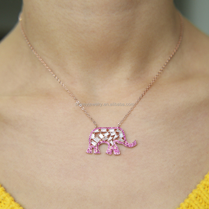 5A Sparking Cubic Zirconia Cz Diamond Rose Gold Plated <strong>Elephant</strong> <strong>Necklace</strong> - Product Image 2