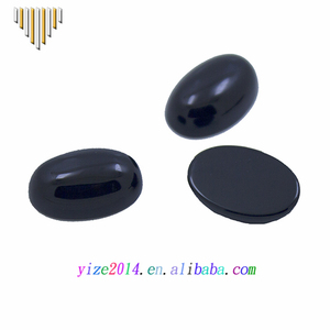 Al por mayor piedras preciosas naturales material forma oval posterior plana negro Onyx Cabochon - Product Image 5