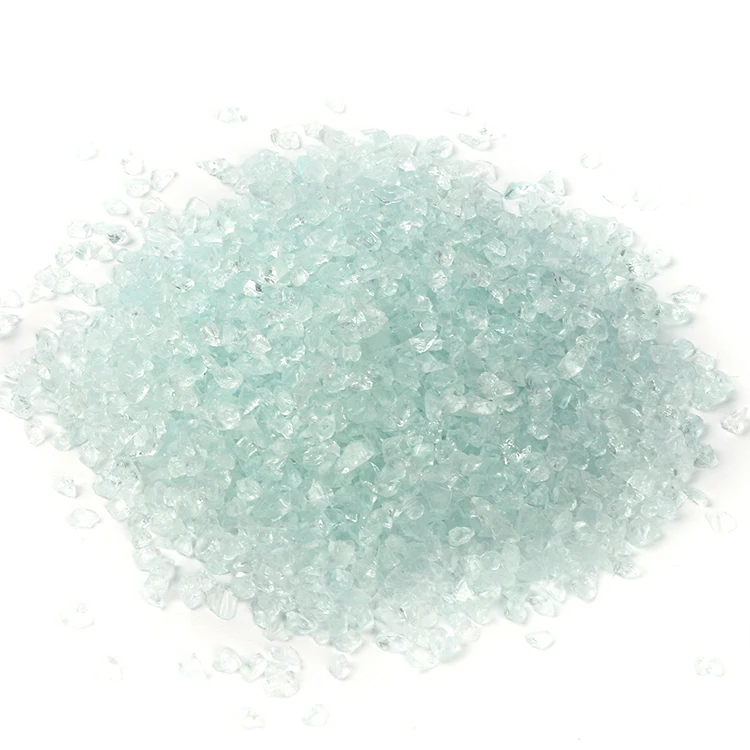 Камни из дробленого стекла зеленого цвета с высоким блеском для огня, камина, патио, садового декора