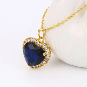XL4220 Xuping Stone Jewelry Royalblue Zircon Gemstone Heart Necklace Jewelries
