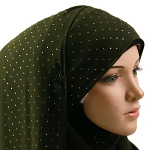 無地石イスラム教徒の女性のヘッドスカーフヒジャーブ高品質シマーシルバーダイヤモンドパールロングワープバブルシフォンヒジャーブ