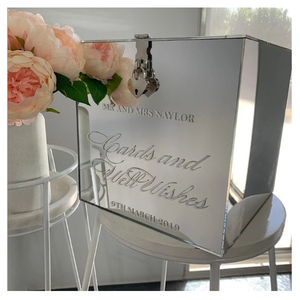 Custom Rose Gold Acrylic <strong>Mirror</strong> <strong>Box</strong> for Wedding Celebration Wishing Card <strong>Box</strong> with Lock - Product Image 3