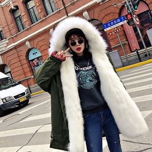 Cappotto Parka lungo caldo e morbido finto lusso in stile cincillà volpe per donna con motivo a quadri in stile Blazer a trama libera <span class=keywords><strong>Trench</strong></span> - Product Image 5