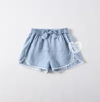 Venta al por mayor nuevo diseño de verano bebé niña jean pantalones cortos de encaje de libre de envío en todo el mundo/hecho a mano de los tejidos orgánicos. Móvil de con arco