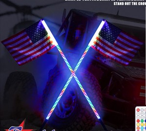 Lumières LED en spirale de 2 pieds pour VTT, voiturette de golf, buggy des dunes, rail de sable - Accessoires d'éclairage latéral pour voiture - Product Image 4
