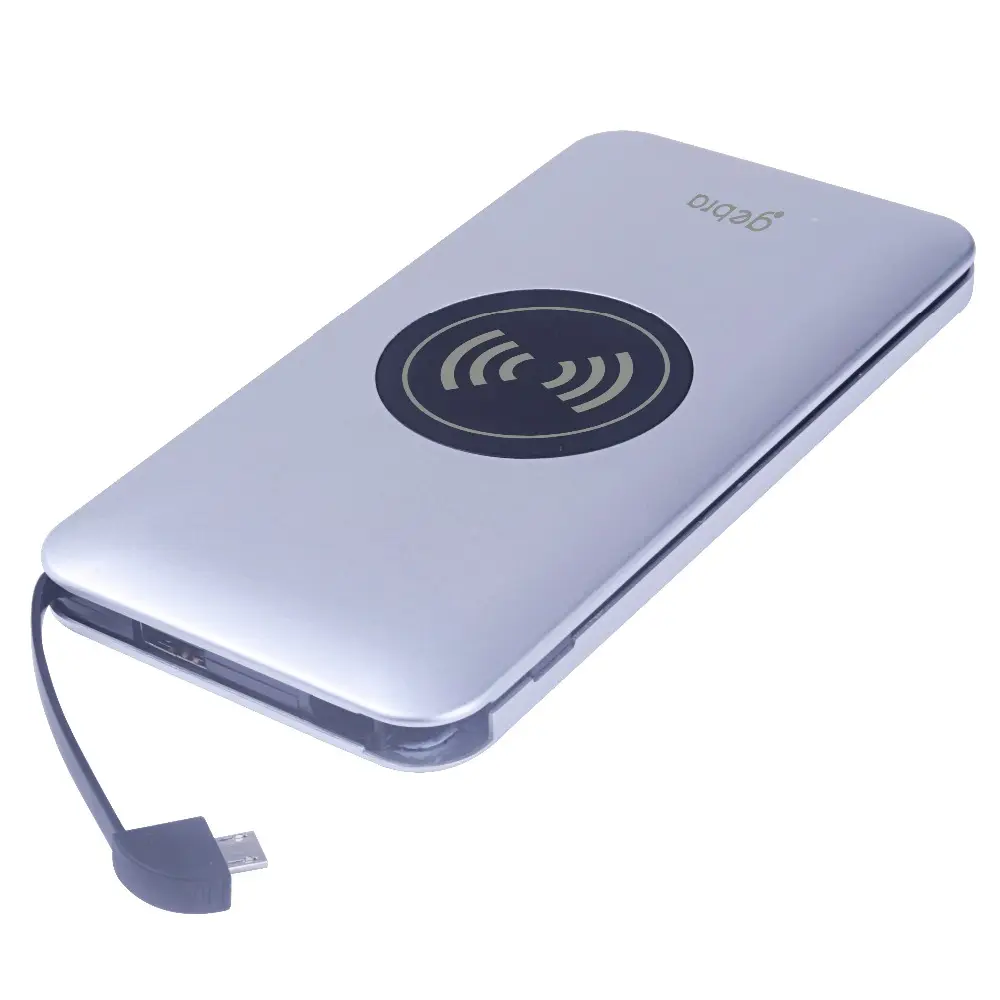 Nieuwe Producten Draagbare Licht Aluminium Body Power Bank 10000 Mah Universele Qi Draadloze Oplader