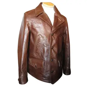 Mejor Proveedor Grado Superior motocicleta marrón cuero genuino para hombre chaquetas de ropa para la venta