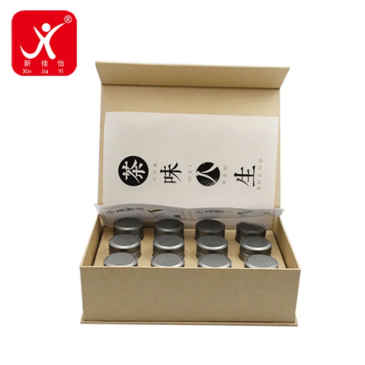Xin जिया यी पैकेजिंग गत्ते का डिब्बा उपहार बॉक्स सेट गुना-सक्षम चाय उपहार पैकेज 12 pieces टिन कर सकते हैं 1 piece शिल्प कागज बॉक्स 1 piece पेपर बैग