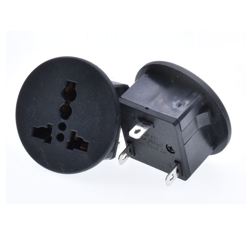Boxin CE for AC Multifunction <strong>Universal</strong> EU/US/AUS/UK Wall <strong>Socket</strong> 13A 250V Round Type 3pin ABS Copper Black SS-801-1