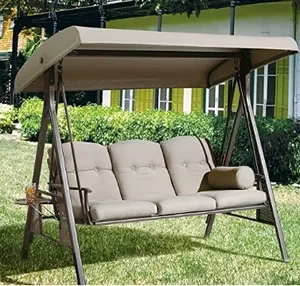 Patio 3 Seater Outdoor Canopy Porch Swings Hammock with Waterproof Canopy