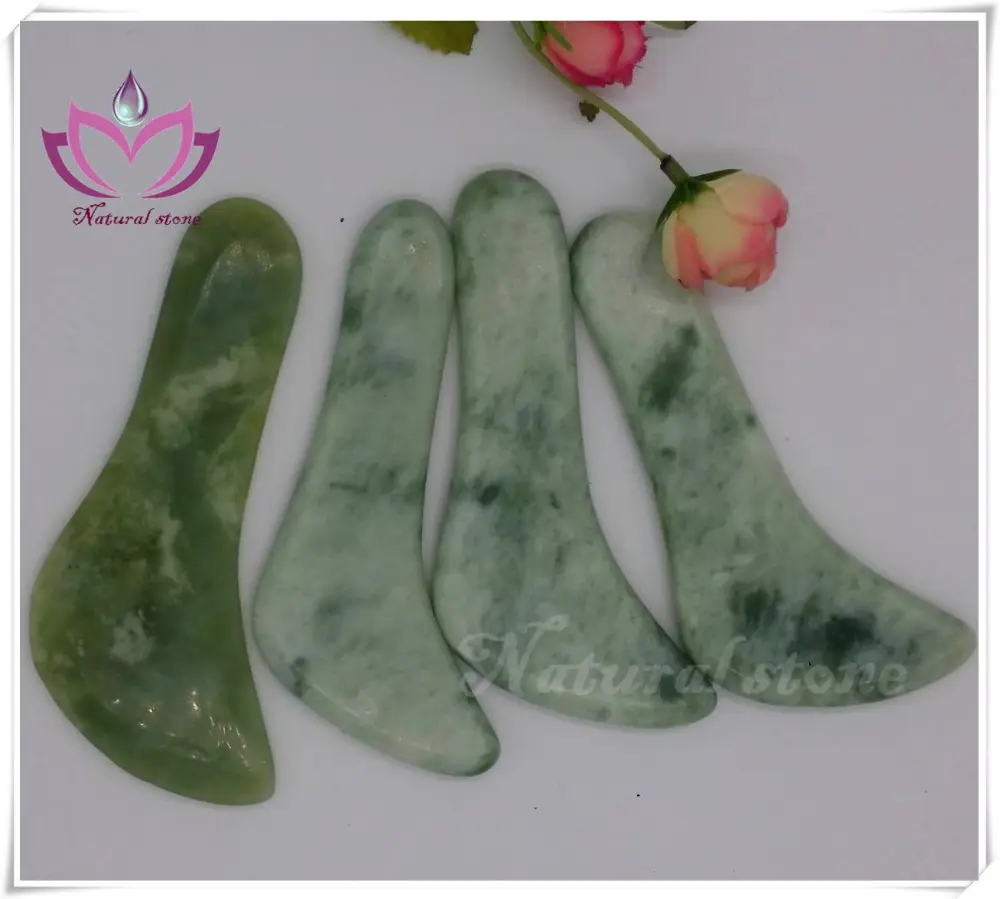 Venta al por mayor de masaje y relajación accesorios jade Natural Gua Sha Facial Guasha cara de la herramienta raspado de mensaje herramienta guasha placa