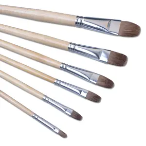 Factory Natural Wood Handle Artist Filbert Paint Brush Set 12個