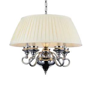Commercial hanging luxury metal fabric crystal chandelier lights and shades