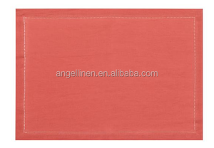 High Quality Embroidery <strong>Linen</strong> <strong>Placemat</strong> in Solid Colors with Dot Hemstitch - Product Image 5