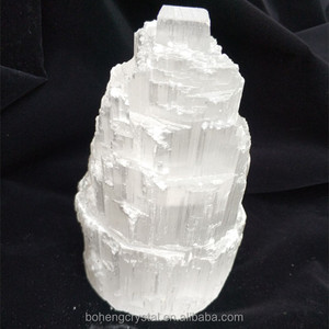 Venta al por mayor blanco natural <span class=keywords><strong>selenita</strong></span> cristal claro yeso piedra áspera satén SPAR Luz - Product Image 3