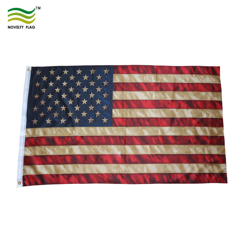 Bandiera USA Stelle Ricamate Bandiera USA Thin Blue Line 3x5 Piedi, Manica Per Palo, Stelle Ricamate - Onora Il Servizio Adesivo Stella Militare