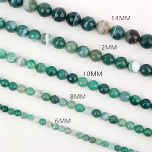 2018 Fashion Jewelry Faceted Green Line Agate Stone Loose Matte Agate Beads China Wholesale