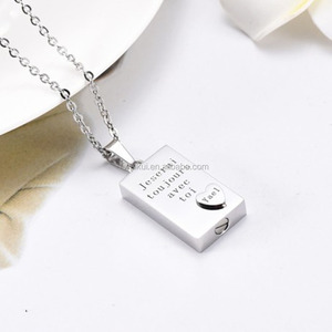 Merveilleux collier d'urne carrée en acier inoxydable pendentif souvenir commémoratif de crémation pour <span class=keywords><strong>maman</strong></span> papa animal de compagnie chat/chien-beaux bijoux - Product Image 2