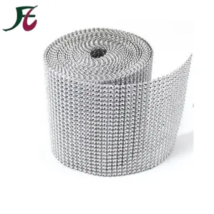 China Lieferant Neuankömmling Kunststoff Silber Basis 24 Reihen Strass Mesh