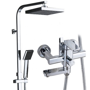 Ensemble de robinets mitigeurs de salle de bains et de douche de 8 ", <span class=keywords><strong>avec</strong></span> pomme de douche effet pluie, bec de baignoire, robinet <span class=keywords><strong>d</strong></span>'<span class=keywords><strong>évier</strong></span>, à 3 voies, à poignée unique, Chrome - Product Image 2