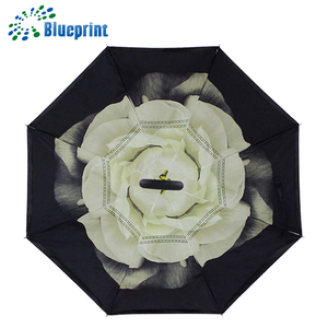 <span class=keywords><strong>Amazon</strong></span> vendedor superior 2018 impresión de la flor en el interior al revés paraguas invertido - Product Image 2