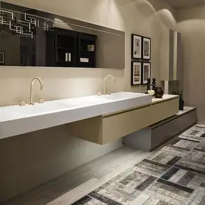 2023 Vermont, последний итальянский дизайн шкафа для ванной комнаты, двойная раковина с белым столешницей