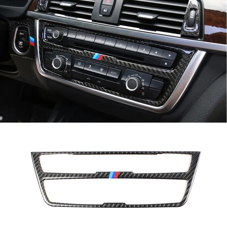 De fibra de carbono estilo de coche Etiqueta de aire acondicionado CD Panel decorativo recorte cubierta encaja para BMW X3 /4 F25 F26 Interior del coche