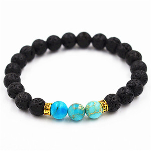 8mm ágata piedra aleación de metal encanto para hombres regalo azul imperial jade <span class=keywords><strong>roca</strong></span> volcanica piedra natural pulsera - Product Image 1