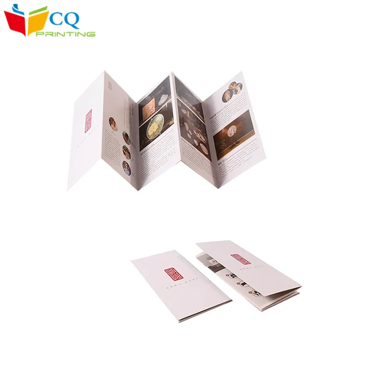 Pequeño MOQ promocional a todo color Carpeta de papel folleto de instrucciones/flyer/impresión de folletos hecho en China