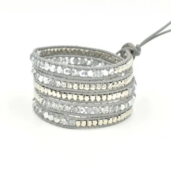 Hot Sale Echtes Leder Armband Mit Kristall Perlen Armband Frauen Armband