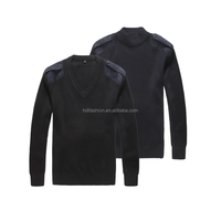 Suéter de Trabajo Personalizado Color Azul Marino con Parches en los Codos y Epaulettes, Uniforme de Seguridad Privada