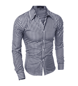 Camisas de celosía informales para <span class=keywords><strong>hombre</strong></span>, <span class=keywords><strong>camisa</strong></span> a <span class=keywords><strong>cuadros</strong></span> de manga larga con cuello en V, venta al por mayor - Product Image 2