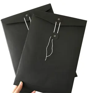 Oem Papier Business Envelop Met Touw, Bestand Zak, Geheimhouding Uitbreidbaar Kantoor Envelop Met Logo Afdrukken