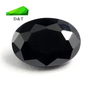 Factory wholesale price 5x7mm oval shape loose gemstone checker faceted natural black sapphire for jewelry making