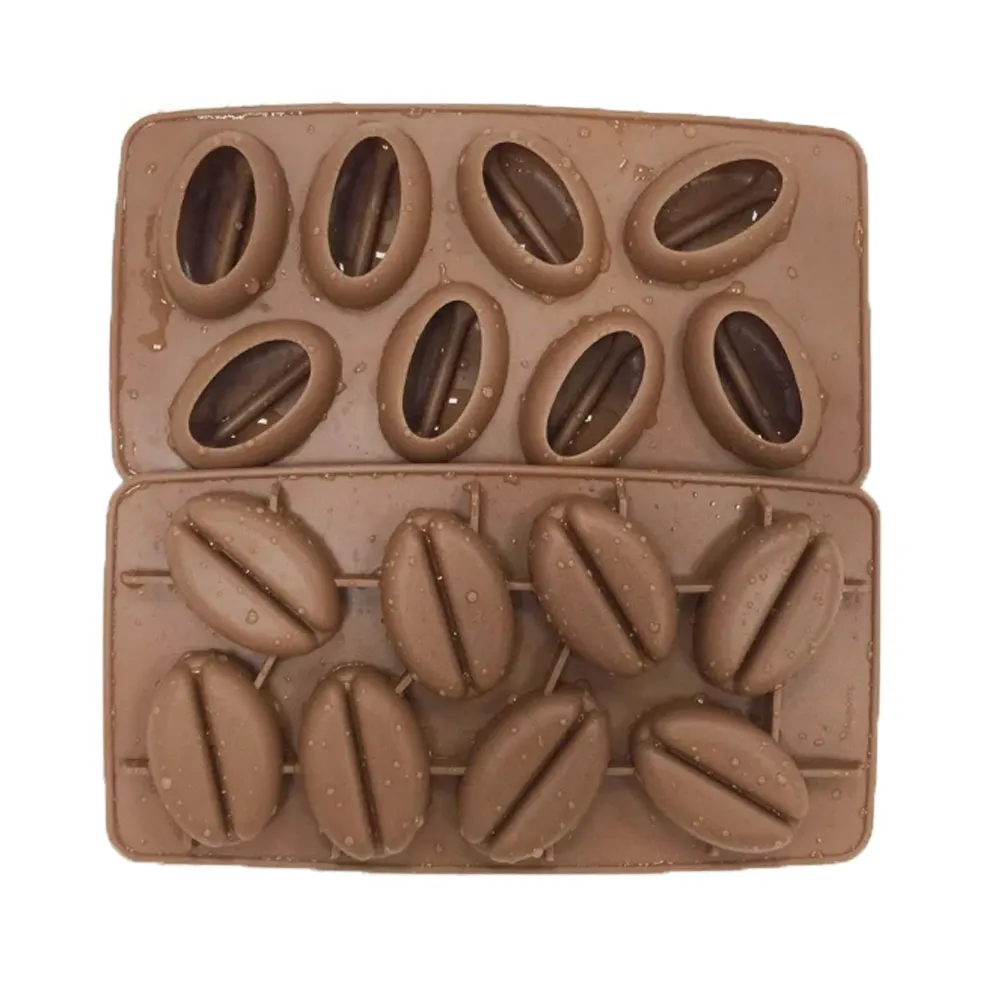 Coole Bohnen Eiswürfel schale Kaffee Eisform Schokoladen form 8 Hohlraum Silikon Quadrat Nachhaltige Eiscreme Werkzeuge Schokoladen farbe 80g