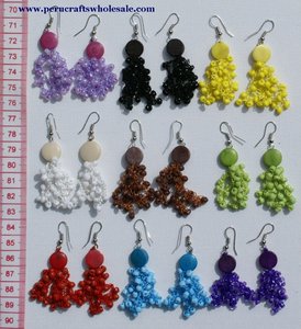 Pendientes de gota de cuentas de Tagua hechos a mano con perlas de colores joyería de moda tribal - Product Image 2