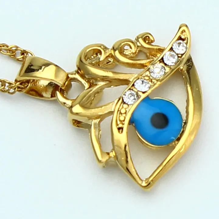 Azul Evil Eye/Olho do Mal Jóias 18k banhado a ouro Rhinestone Charme Pingente para Senhoras Meninas