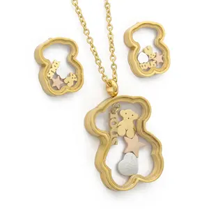 Wholesale Price Custom Personalized Bear Jewellery Latest 18K Gold Jewellery Set