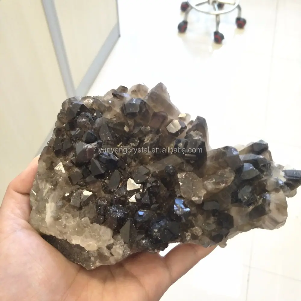 Groothandel Natuurlijke rookkwarts cluster crystal geodes voor decoratie