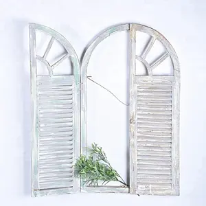 Shabby Chic French Country Distressed Wood Mirror With Shutter - Product Image 1