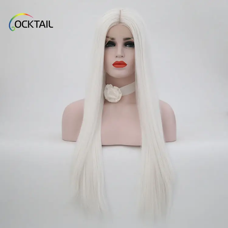Synthetic high temperature fiber costume party white wig