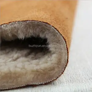 suede bonded with fake fur fabric for winter garment