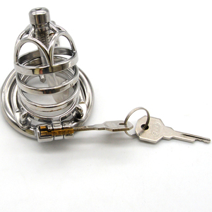 Frrk 6.6 Cm Metal Kesucian Kandang untuk Pria Kesucian Perangkat Kesucian Kandang 304 Stainless Steel Kunci Penis dengan Kateter - Product Image 1