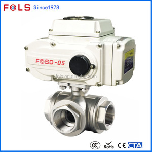 <span class=keywords><strong>Bonne</strong></span> qualité inoxydable acier filetée à boisseau sphérique 3 voies valve avec actionneur électrique - Product Image 1