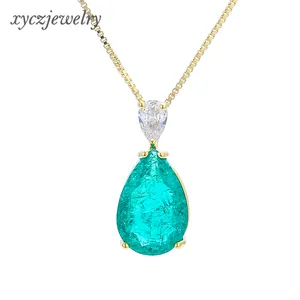 Jewelry Big Glass Pear Shape Fashionable Platinum/Gold Plated Pendant Necklace