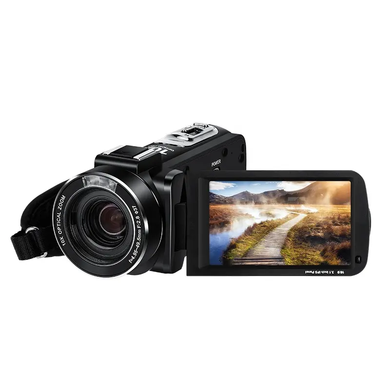 ORDRO HDR-AC7 4 k UHD Camcorder 10X Optische Zoom Video Camera 3.1 ''IPS met Microfoon en Groothoek Lens