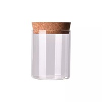 Groothandel op maat gemaakte hoogwaardige ronde borosilicaat glazen potten met kurken deksel, voedselveilig, meerdere maten beschikbaar, voorraadpot